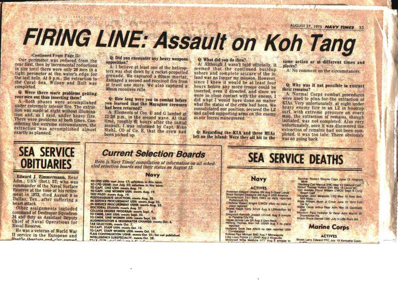 Navy Times Magazine the Assault of Koh Tang August 25 1975 Page 4